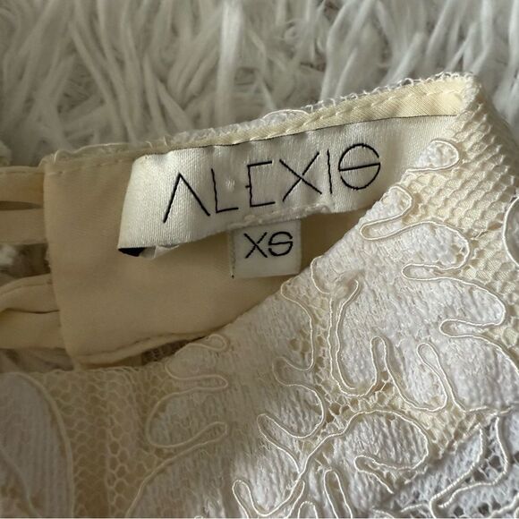 Alexis White and Ivory Lace Bridal Mock Turtleneck Sleeveless Maxi Dress Size XS - Picture 9 of 10